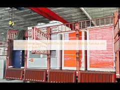 Fusão industrial de metais com forno de fusão por indução elétrica e sistema de controlo PLC